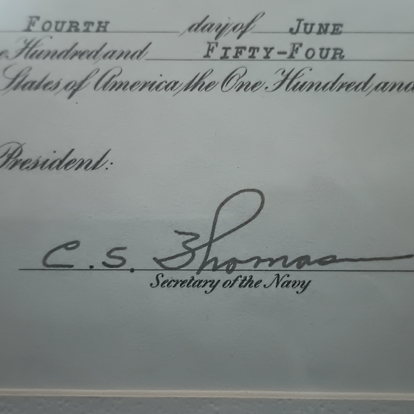 Framed United States Naval Appointment Certificate from 1954 Signed - Picture 4 of 4